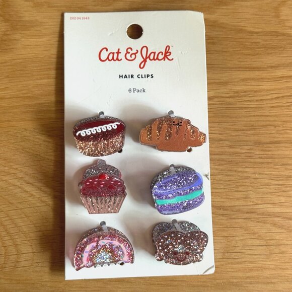 Mini Claw Clips, Cat & Jack™ Set of 6 Bakery Dessert Themed, Multicolor Glitter - Picture 4 of 16